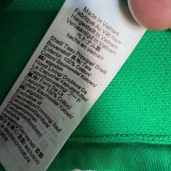 J Crew Magic Rinse Kelly Green Preppy Cotton Hoodie Athlesiure GORPCORE Y2K XL - Picture 8 of 9